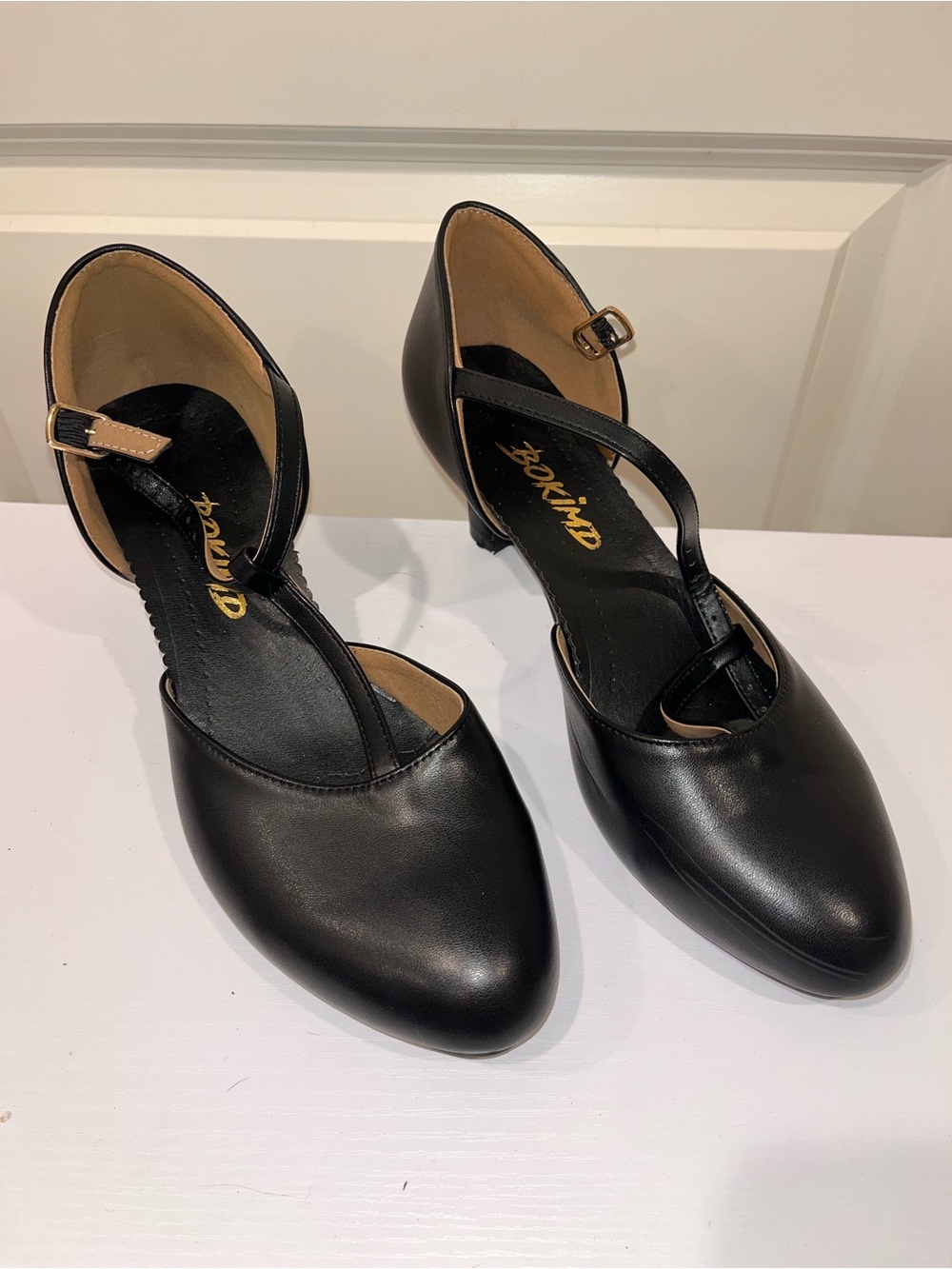 Bokimd T-Strap Latin Salsa Dance Heels Non-Slip Ballroom Character Shoes size 10